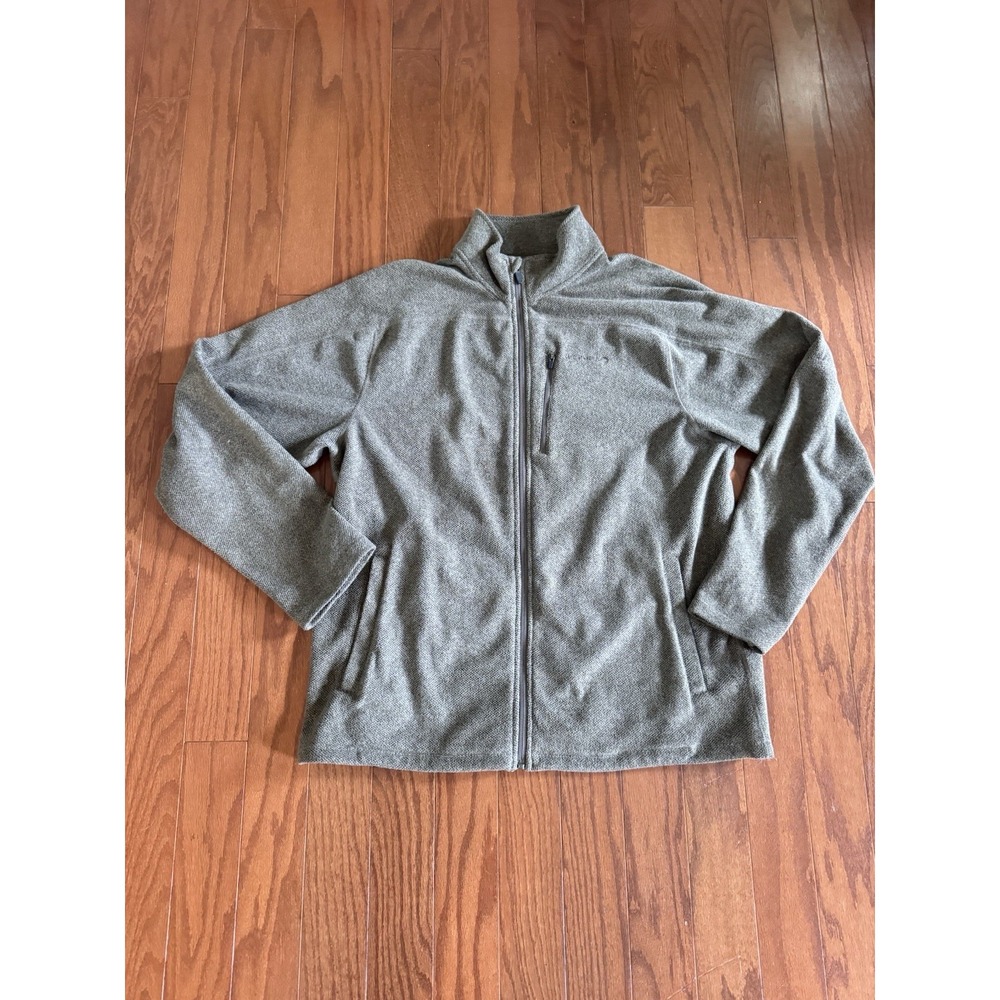 💙Merrell Hiking Mens Knit Fleece Sz L Full Zip Up Hoodie Outdoor Jacket Green